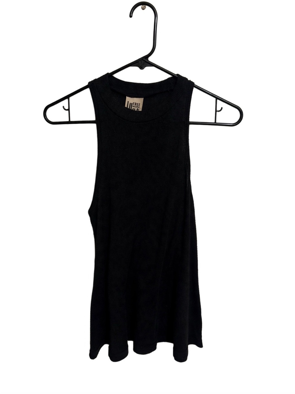 Free People Black Ribbed High-Neck Tank- Size XS